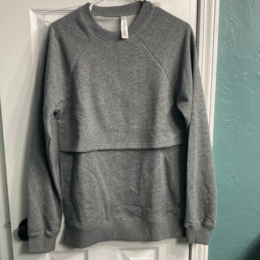 Latched Mama Gray Crew Neck Sweater